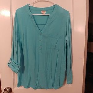 Aqua V-neck Blouse